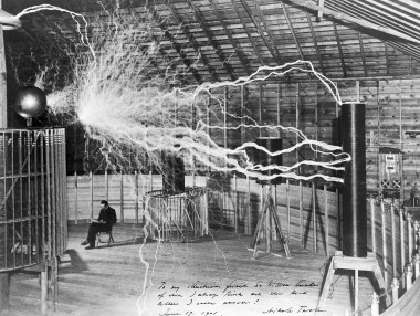 Nikola Tesla with his equipment Wellcome M0014782